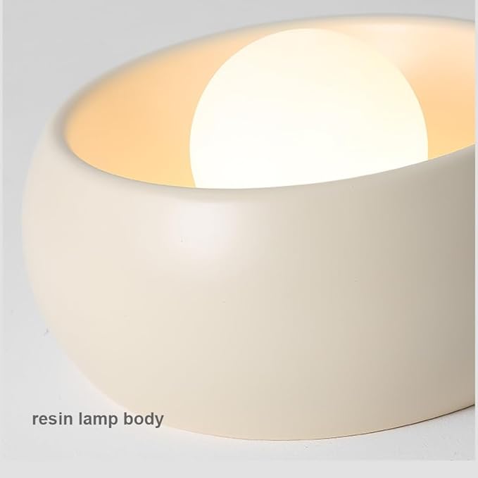 Minimalist Round Close to Ceiling Light Fixtures, Cream Resin Ceiling Lamp Modern Dimmable Small Ceiling Lighting for Hallway Entryway Balconies 11.81"(Beige)