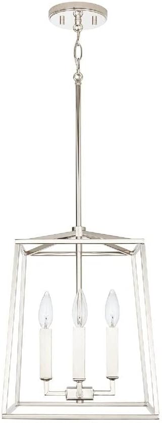 Capital Lighting 537641AD Thea Lantern Foyer Pendant, 4-Light 240 Total Watts, 15" H x 12" W, Aged Brass
