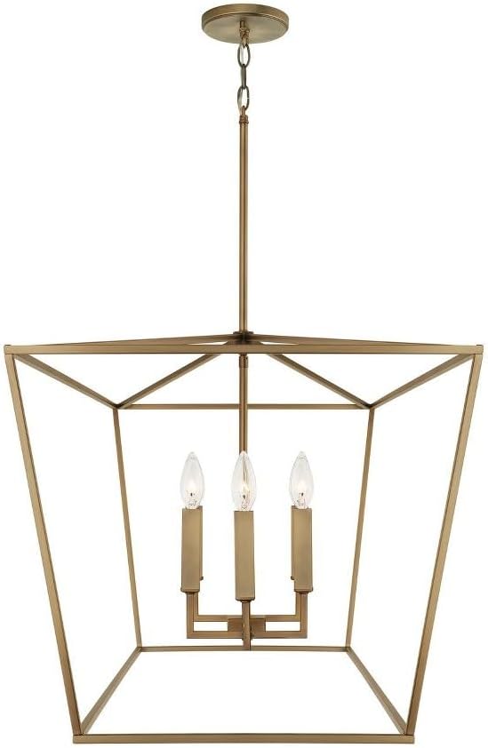 Capital Lighting 837661AD Thea Symmetrical Clear Line Island/Linear Pendant, 6-Light 360 Total Watts, 21" H x 42" W, Aged Brass