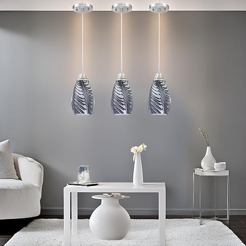 Viinew 1-Pack Mini Glass Pendant Light 4.72" with Handblown Black Gray Marble Art Glass Hanging Light Oval Ceiling Hanging Light Fixture for Dining Room Kitchen Island Cafe Foyer Hallway