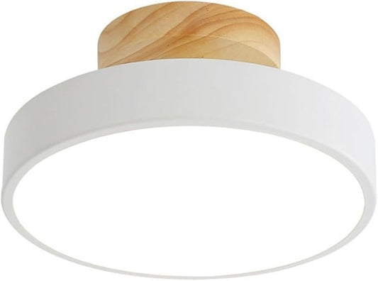 Close to Ceiling Lights 3-Color Dimmable Round Ceiling Light Solid Wood Base LED Ceiling Lamp Close to Ceiling Lighting Fixture for Cloakroom Porch Living Room Balcony Bedroom Bathroom Corridor (Colo
