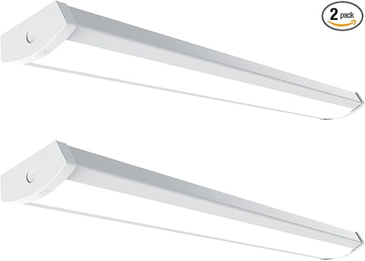 HYPERLITE 4ft LED Wraparound Light 60W,6600LM 4' LED Shop Lights Fixture with 3 Wattages for Garage,4000K Neutral White Wrap Light AC120V, 48inch Led Light Fixtures for for Garage, Office, Kitchen,2P