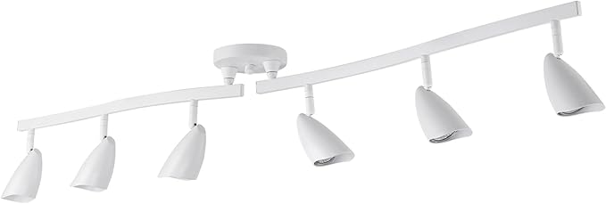 Globe Electric 59353 Grayson 6-Light Adjustable S-Shape Track Lighting, White Color, Matte Finish, 8.66", Bulbs Not Included