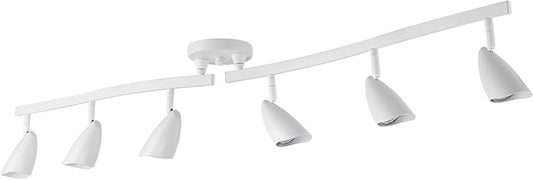 Globe Electric 59353 Grayson 6-Light Adjustable S-Shape Track Lighting, White Color, Matte Finish, 8.66", Bulbs Not Included