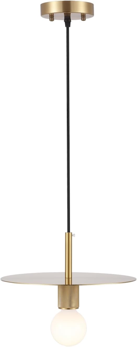 BYOLIIMA Modern Pendant Lighting Gold Farmhouse Pendant Light 11.81" Brushed Brass Dome Industrial Mid Century Knurled Texture Hanging Lamp Ceiling Light Fixture Kitchen Island Dinning Room Bedroom