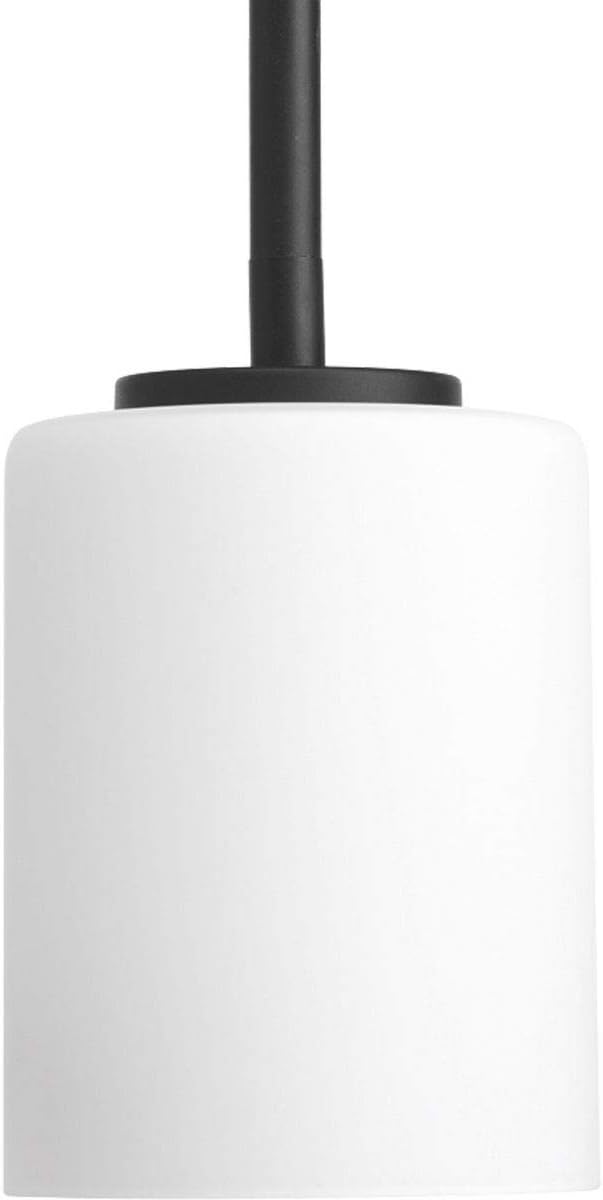 Progress Lighting Replay Collection 1-Light Textured Black Etched White Glass Modern Mini-Pendant Light