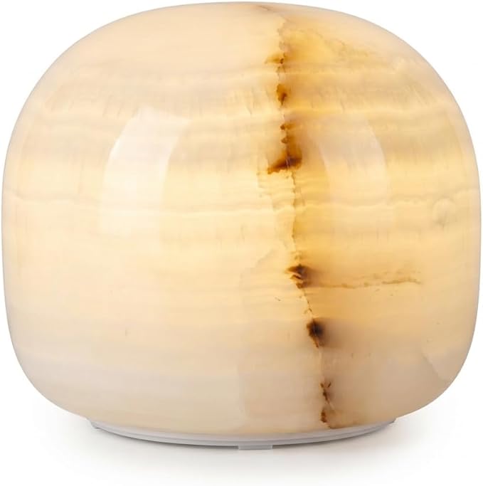 Natural Marble Lamp, Cordless Rechargeable Tap Light, 3-Way Dimmable Ambient Stone Glow Lamp, Portable Zen Decor Gift for Bedroom Desk Shelf