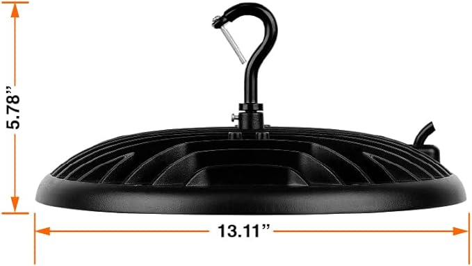 SYLVANIA ValueLED UFO LED High Bay Light, 200W, 22000 LMS, 80 CRI, 5000K, Daylight, Black, 120V with 6' Cord/Plug, High Bay Led Shop Lights for Commercial Factory Barn Garage, UL Listed-6 Pack (67261)