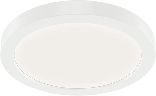 KICHLER Ara 7.01" Modern Minimal Round LED Downlight in White, for Wet Indoor Locations, Supplemental Lighting, Integrated LED, Edge-Lit Technology, 950 Lumens, Dimmable to 10%, 53007WH30