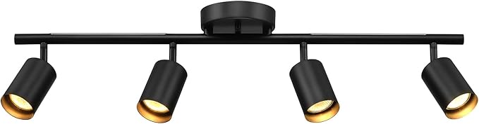 GLOBE Electric 64000166 30" 4-Light Track Lighting with 7W LED Integrated Night Light Strip, Matte Black, Pivoting Track Heads, Nightlight: 400 Lumens, 2000 Kelvin, Ceiling Light, Home Improvement