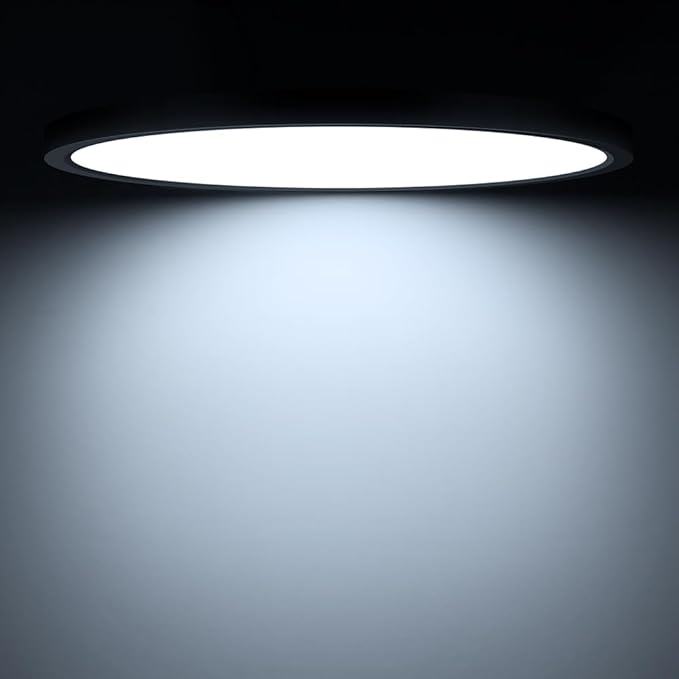 12inch 24W LED Ceiling Light Flush Mount, 6000K Cold White Ceiling Light, 3200LM Bright Round Lighting Fixtures, Flat Slim Black Ceiling Lights for Bedroom Kitchen Living Room Stairwell