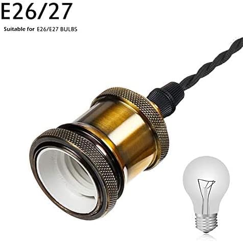 Kiven 3-Light H-Type Wire Track Light Pendants, 23.6 Inch Cord Length Black Weave Rope, Restaurant Chandelier Decorative Pendant Light Industrial Factory Pendant Lamp 3 Pack,Bulb Not Included（Gold）