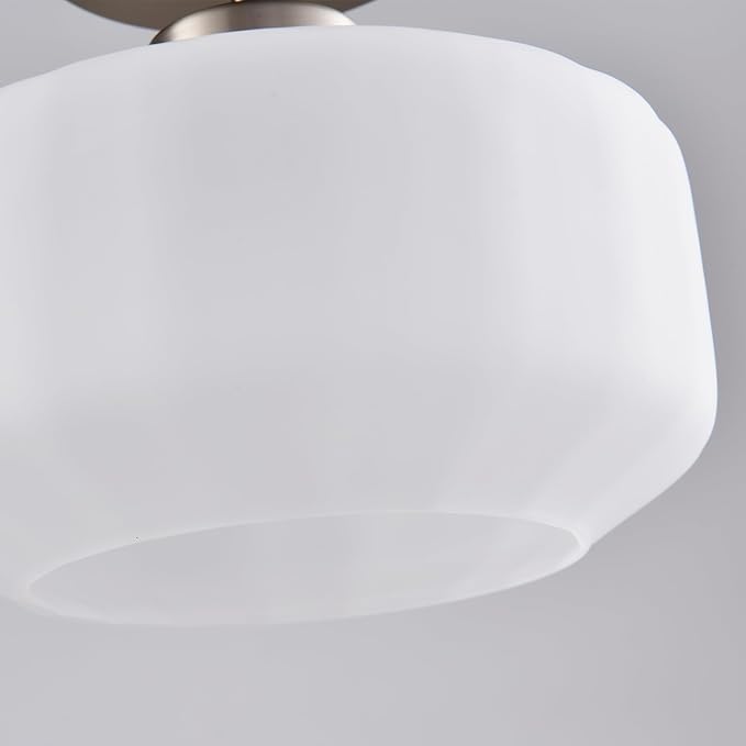 Industrial Nickel Matte Light Fixtures Ceiling Mount, with Frosted Glass Shades Semi Flush Mount Ceiling Light, for Hallway Fixtures Kitchen, Foyer