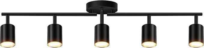Track Lighting, Track Lighting Fixtures Ceiling Kit, Black Ceiling Lights for Kitchen, 30" Ceiling Spotlight, 5 Light Ceiling Spotlight with Rotatable Heads, Modern Wall Lighting(GU10 Socket, NO Bulb)