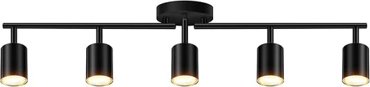 Track Lighting, Track Lighting Fixtures Ceiling Kit, Black Ceiling Lights for Kitchen, 30" Ceiling Spotlight, 5 Light Ceiling Spotlight with Rotatable Heads, Modern Wall Lighting(GU10 Socket, NO Bulb)
