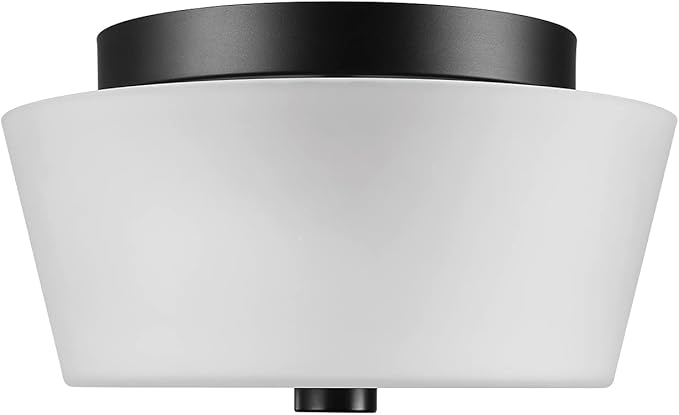 GLOBE Electric 61253 Jones 2-Light Flush Mount Ceiling Light, Frosted Glass Shade, Bronze, Bulb Not Included