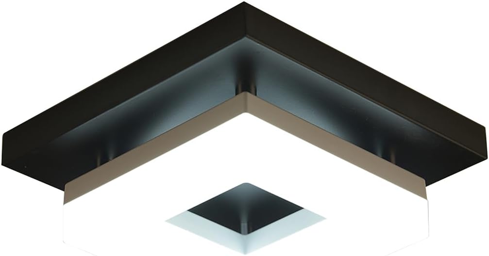 8in 12Watt Flush Mount led Ceiling Light fixtures.Modern Ceiling Lamps for Hallways,Balcony,Cloakroom, Small Closet,Washrooms,stairwell,Square,Black