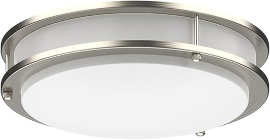 DYMOND LED Ceiling Light Fixture Flush Mount 4000K Natural Daylight Dimmable Surface Mount Brushed Nickel Ceiling Lamp for Kitchen, Hallway, Bathroom, Bedroom, Closet (14 Inch)