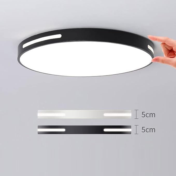 Modern, Simple, Round, Ultra-Thin Ceiling Light, Minimalist, Three-Color Dimming LED Ceiling Decorative Lighting, for Dining Room, Bedroom, Corridor, Metal Acrylic Lighting, Black 30 cm