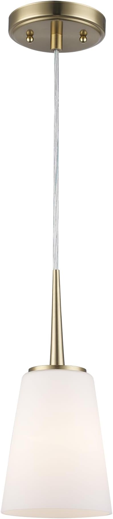 Montgomery 1-Light Pendant Light | Brushed Gold Finish with White Frosted Glass Shade | Adjustable Hanging Height to 82.75" | Uses E26 Medium Base Bulb (Gold, Pendant)