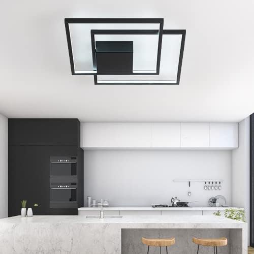 Modern LED Ceiling Light Modern Flush Mount Ceiling Light Fixture, Dimmable Frame Premium Black Lamp for Dining Room Kitchen Bedroom Living Room Cool Light