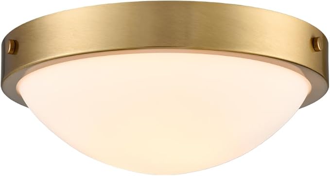 Gold Flush Mount Ceiling Light Milk Glass Shade Ceiling Light Fixture Farmhouse 2-Light Modern Black Glass Flush Mount Light for Hallway Kitchen Bedroom Foyer