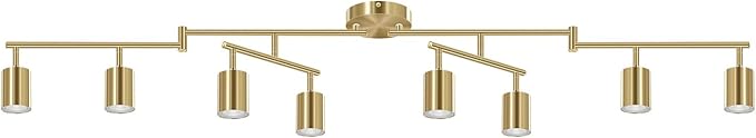 Track Lighting Fixture Ceiling Gold, Modern Track Light Fixtures Kitchen, 8-Light Rotatable LED Track Lights, Semi Flush Wall Sconces Lighting for Dining Room/Hallway(GU10 Socket, Bulb Not Included)