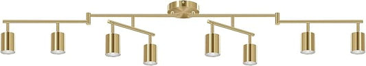 Track Lighting Fixture Ceiling Gold, Modern Track Light Fixtures Kitchen, 8-Light Rotatable LED Track Lights, Semi Flush Wall Sconces Lighting for Dining Room/Hallway(GU10 Socket, Bulb Not Included)