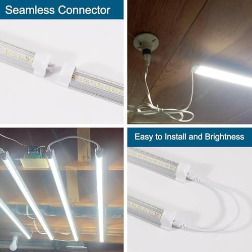 AQIQUUT 3FT Lights 36W 6500K 5000LM Daylight,Foot Led Shop Lights 110V Linkable Clear Cover Integrated V-Shape for Shop Garage Warehouse Workshop Commercial Bay Lighting(2-Pack)