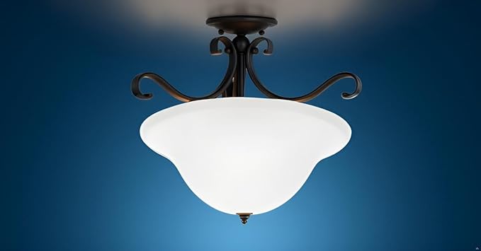 Aspen Creative 25007-64-1 Replacement Frosted Glass shade for Flush Mount or Semi-Flush Mount, 1/2" Central Hole,12-7/8" Diameter x 5" Height