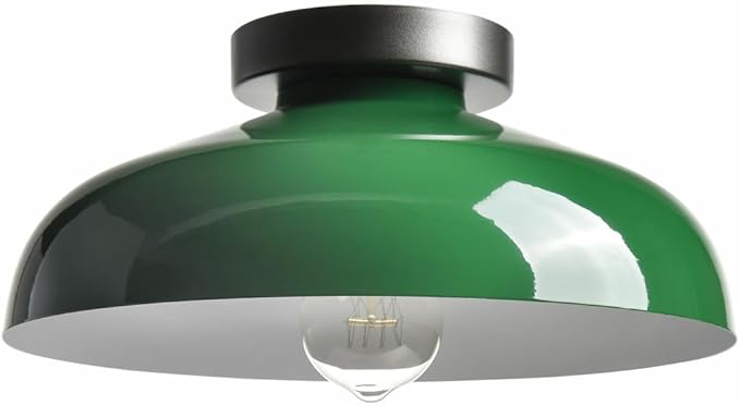 DIRYZON Modern Green Ceiling Light, Macarons Kitchen Lighting Fixtures, Industrial Metal 12-Inch Bedroom Ceiling Light