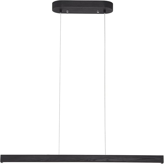 31.5" Black Linear Pendant Light Wooden Led Linear Pendant Light Fixtures Ceiling Hanging Dimmable Pendant Lights for Dining Room Kitchen Island Pool Table Lights Black Wood Finish，Kitchen Lights