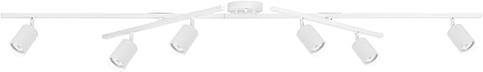 Globe Electric 64000097 64" 6-Light Track Lighting, Matte White, Center Swivel Bars, Pivoting Shades, Ceiling Lamp for Bedroom, Kitchen, Hallway, Bathroom, Den, Dining Room, Home Décor