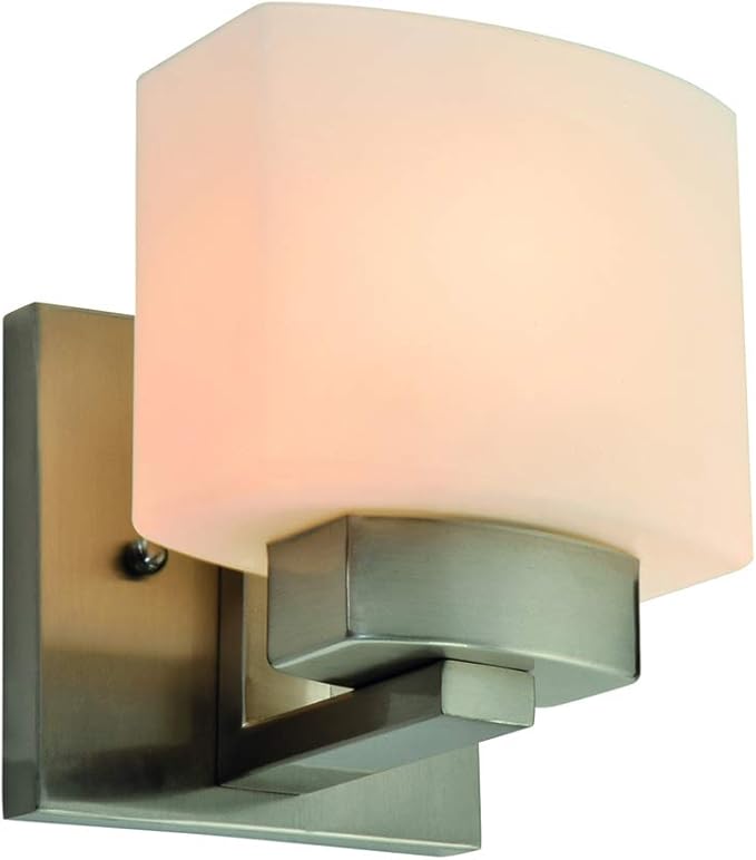 Design House Dove Creek Wall Light Sconce, Satin Nickel Finish, Frosted Glass, Dimmable, for Hallway, Bathroom, Foyer, Bedroom – Design House, 577981