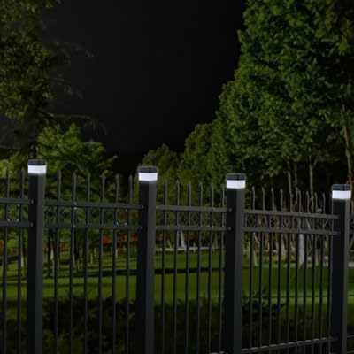 Solar LED Fence Post Cap Light 2x2 Inch (5x5cm) - for Wrought Iron, Aluminum & Garden Fences, Waterproof Outdoor Solar Lights(White Light) (8)