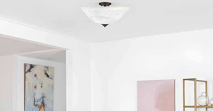 Aspen Creative 25002-65-1 Replacement Alabaster Glass shade for Flush Mount or Semi-Flush Mount, 1/2" Center Hole, 11-1/2" Diameter x 4" Height