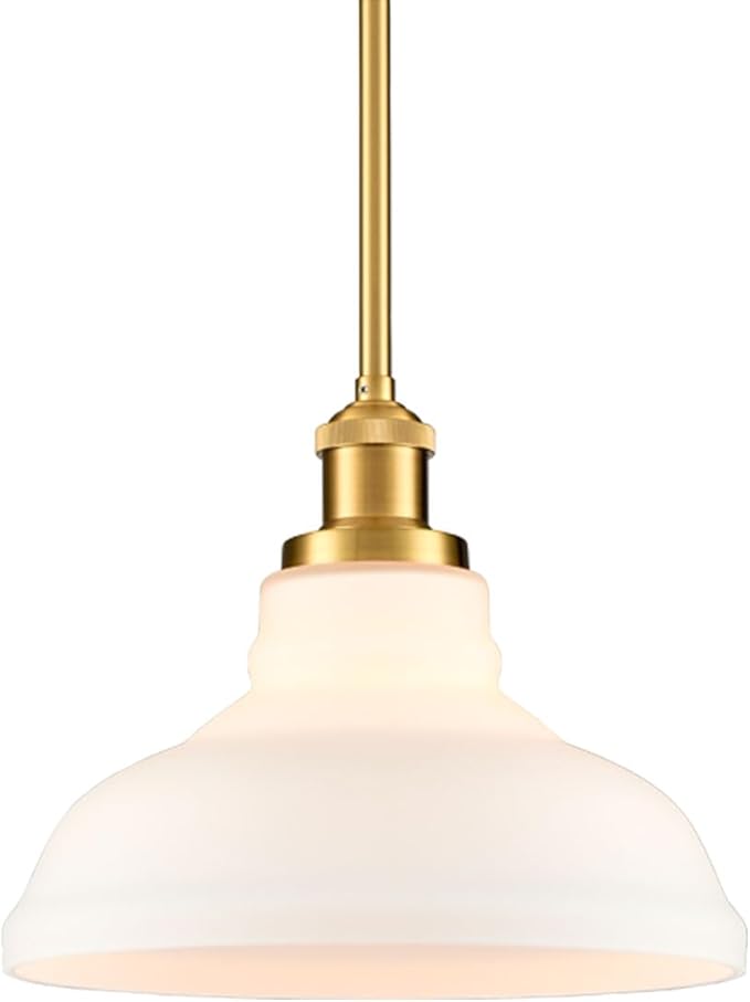 HOLKIRT Modern Pendant Light Fixtures Gold Pendant Lights Kitchen Island Hanging Lights for Bedroom Dining Room Bathroom with Dome Opal Glass,Adjustable Height