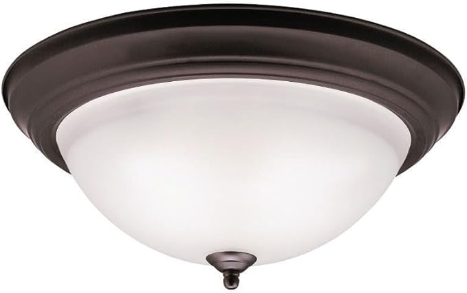 Kichler 8116NI Flush Mount Round Glass Ceiling Lighting, Brushed Nickel 3-Light (16" W x 7" H) 180 Watts