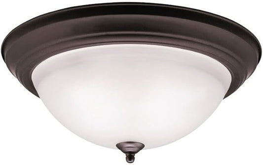 Kichler 8116NI Flush Mount Round Glass Ceiling Lighting, Brushed Nickel 3-Light (16" W x 7" H) 180 Watts