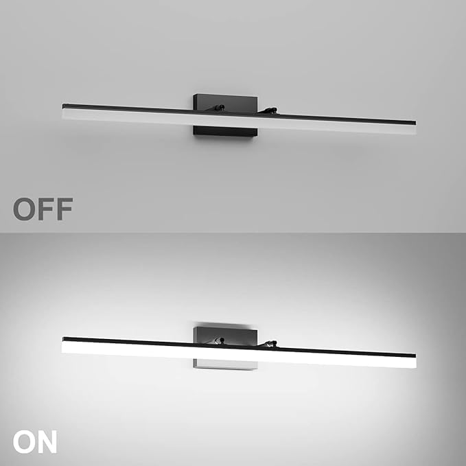 Aipsun Modern LED Vanity Light Adjustable Bathroom Light Fixtures Over Mirror Rotatable Vanity Lighting 5500K 40 inch Black
