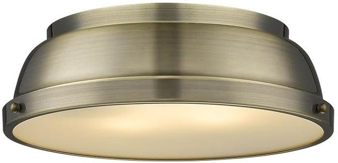 Golden Lighting 3602-14 AB Duncan Flush Mount, Aged Brass with Aged Brass Shade- Ceiling Light Fixture, Light Fixtures Ceiling Mount, Ceiling Light Fixtures, Dining Light Fixture
