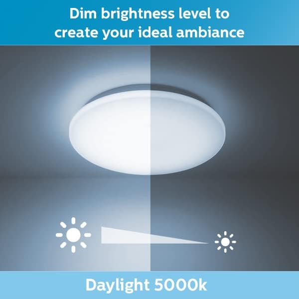 Philips LED Slim Flush Mount Drum Ceiling Light 1-Pack Daylight (5000K) 1500 Lumen (20W = 90W) Dimmable No Bulbs Required