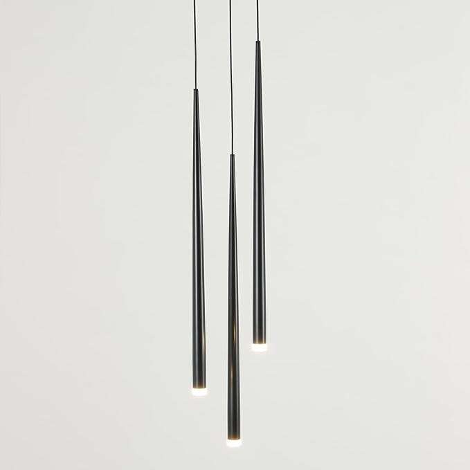 3 Lights Linear Pendant Light for Kitchen Island Dining Room,Black Cluster Pendant Light Fixture,3000K Dimmable by Traic,Dia 7.8 Inches
