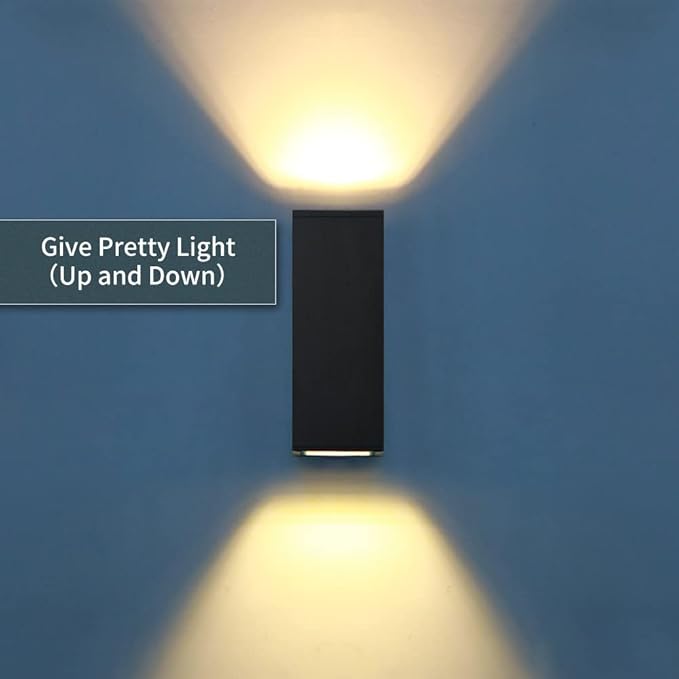 Outdoor Wall Lights, Up Down Porch Lights, Modern Exterior Light Fixture, Waterproof Anti-Rust Outdoor Wall Sconce,14w,Matte Black (BD001)