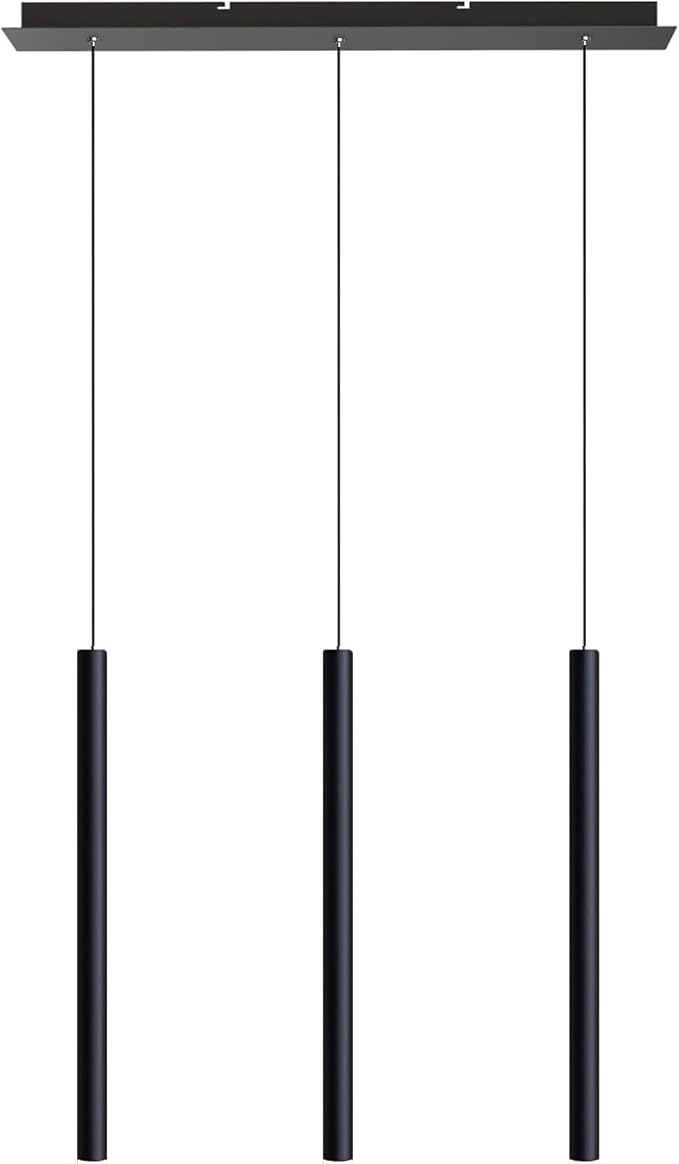 CANALIS 3 Mini Pendant Lighting Black - LED Hanging Light Fixture for Kitchen Island, Bar, Foyer - Cluster Pendants - Dimmable, Adjustable Wire, Lamp Bulb Included