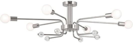 KICHLER Ocala 52602PN Flush Mount 6-Light 41.25˝ with Clear Crystal in Polished Nickel