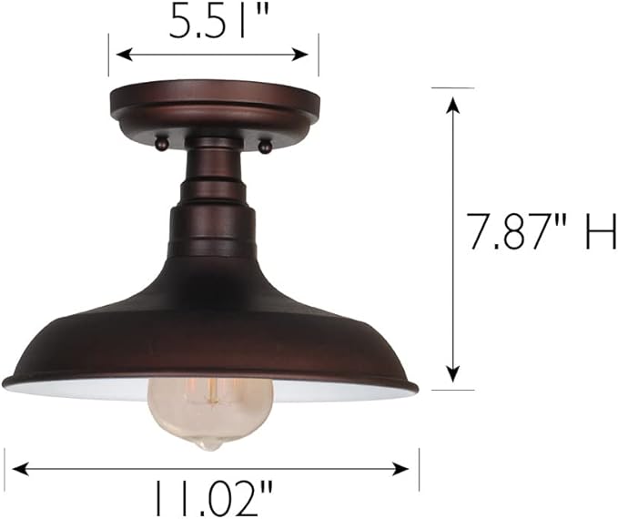 Design House 519884 Kimball Industrial Farmhouse 1-Light Indoor Semi-Flush Ceiling Mount Light with Metal Shade for Kitchen Hallway Dining Room Bedroom, Coffee Bronze