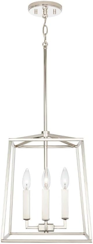 Capital Lighting 537641AD Thea Lantern Foyer Pendant, 4-Light 240 Total Watts, 15" H x 12" W, Aged Brass