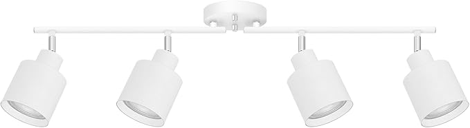 4-Light Led Track Lighting,White Ceiling Lighting Fixtures,Wall Sconces Ceiling Spotlight with Foldable Light Arms for Kitchen, Closet, Bedroom,GU10 Socket, Bulbs Not Included