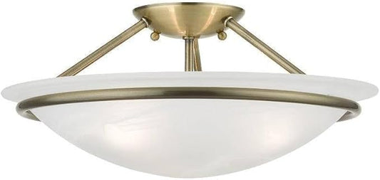 Livex Lighting 4824-01 Newburgh Collection 3 Light Semi-Flush, Antique Brass, 7 x 0.1 x 0.1